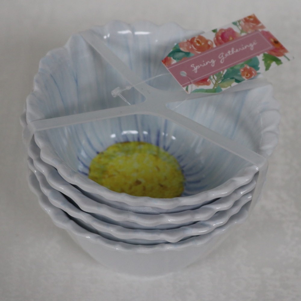 SPRING GATHERINGS FLOWER SHAPED APPETIZER DESSERT MELAMINE BOWLS - SET OF 4 -NEW